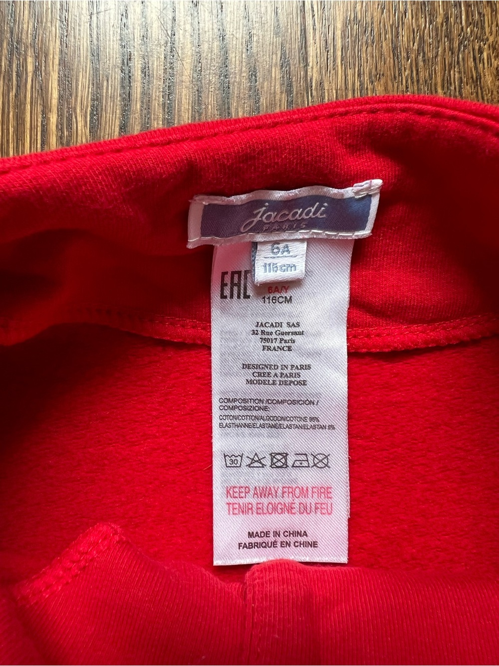 Jacadi Bright Red Scalloped Hem Button Fleece Cardigan - Picture 3 of 6